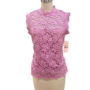NWT Nanette Lepore Pink Eyelet Lace Chateau Rose Top